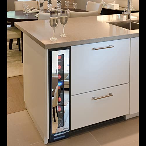 Vinotemp Vt-7Bmsl-Fe Wine Cooler Refrigerator 7 Bottle Capacity, Glass Door With Mirrored Trim, Front Venting, Adjustable Temperature Control, 6-Inch, Black, One Size #TOP5