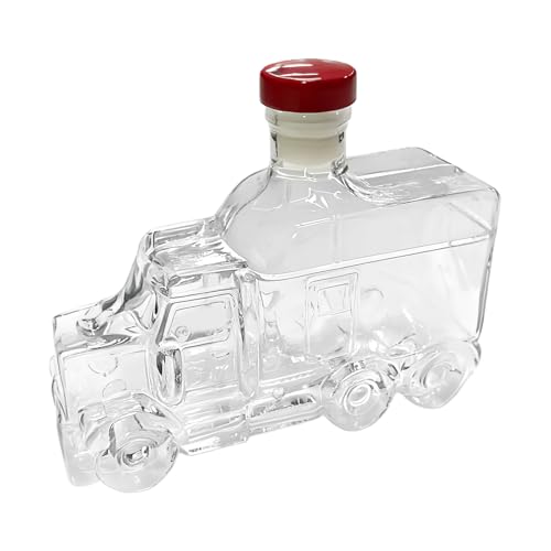 Decantador De Whisky Con Forma De Coche - Botella De Whisky Creativa De Media Camioneta De 375 ml | Contenedor De Licor Vintage Con Tapón Interesante | Botella De Vino De Vidrio Con Forma De Coche (D)