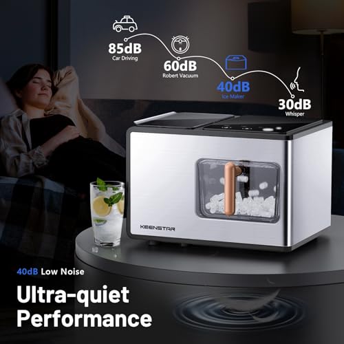 Keenstar ICN1580 Nugget Ice Maker Countertop, 40Lbs/24H, Pebble Ice Maker With Soft Chewable Ice, Self Cleaning Sonic Ice Machine, Stainless Steel W/Touch Screen, Compact Design For Home Office Bar Party- Silver thumb #5
