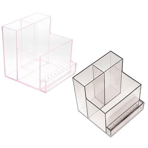 NULYLU 2個入り ネイルドリルビットホルダー 収納ボックス 透明 ネイルアート研磨ヘッドオーガナイザー マニキュアツールディスプレイボックス 軽量 コンパクト 持ち運び便利 素材