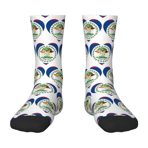 Oudrspo Chaussettes amusantes pour hommes avec drapeau du Belize, amusantes, folles, cool et colorées à motifs