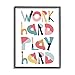 Stupell Industries Work Play Hard Phrase Geometric Pattern Typography, Designed by Jennifer McCully Black Framed Wall Art, 11 x 14, Multi-Color