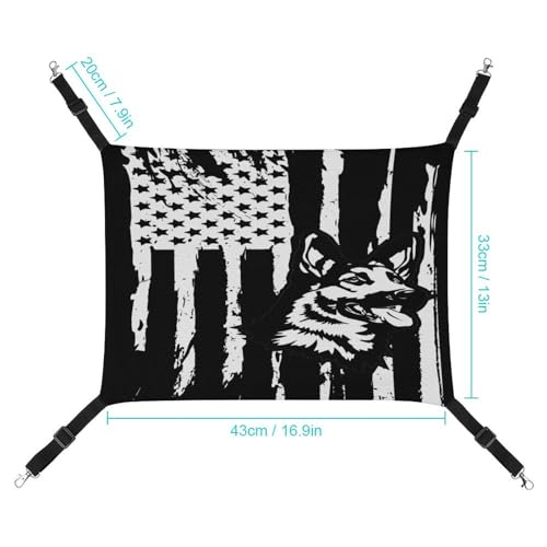 Bandeira dos EUA com rede de pastor alemão para gatos - Cama macia para animais de estimação confort