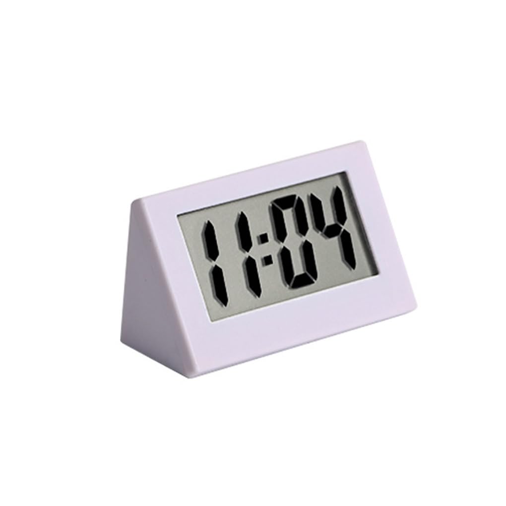 Orologio LED Desktop - Digitale, Batteria, Calendario, Triangolare, Bianco, Per Casa/Ufficio