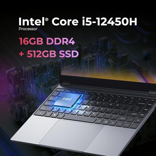 Image of CHUWI Intel Corebook X Pro Laptop 12Thgen I5-12450H Processor 15.6 inch Laptop With 16GB DDR4 RAM & 512GB SSD,FHD Display,Backlit Keyboard,Windows 11,Gray,3Xusb3.0,1Xhdmi,SD Card Slot,3.5MM,Camera Switch