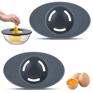 2pcs Egg Separator for Raw Eggs, Silicone Egg Yolk Separator 3-Slit Egg White Separators Divider Filter for Kitchen Gadget Cooking Baker Tool, Black