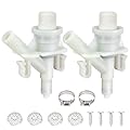 385311641 RV Toilet Water Valve Kit Replacement for Dometic and Sealand 300, 301, 310, 311, 320, 321 Series Pedal-Flush Toilets Camper Trailer RV Toilet, Includes Hose Clamp and Fasteners (2-PACK)
