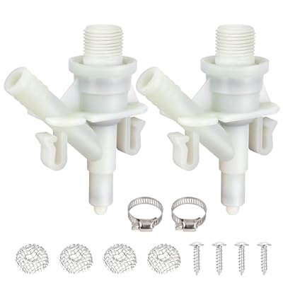 385311641 RV Toilet Water Valve Kit Replacement for Dometic and Sealand 300, 301, 310, 311, 320, 321 Series Pedal-Flush Toilets Camper Trailer RV Toilet, Includes Hose Clamp and Fasteners (2-PACK)