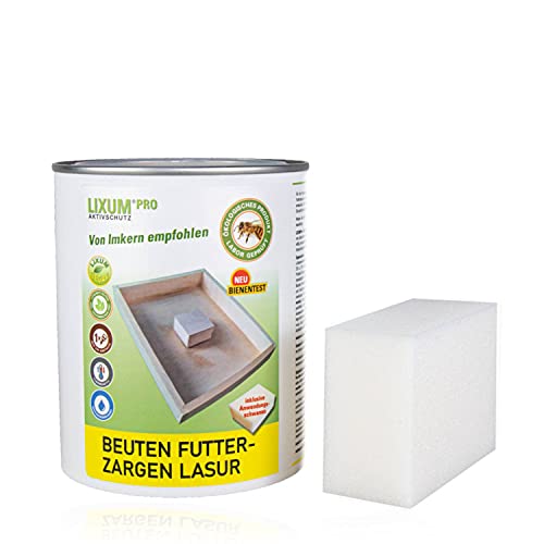 LIXUM PRO Biologische Futterzargen Lasur für Beuten, Farbe:farblos 0.00, Inhalt:2 Futterzargen 120ml, inkl. Zubehör:Schwamm