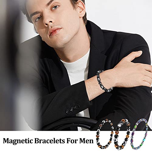 4Pcs Magnetic Lymph Detox Bracelet, Obsidian Magnetic Therapy Anklet Bracelet Unisex Fashion For Women Men Stress Relief #TOP4