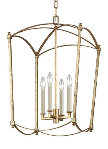 Feiss F3322/4Adb Thayer Lantern Candle Chandelier, 4-Light 240 Watts (26"H X 16"W), Antique Guild #TOP2