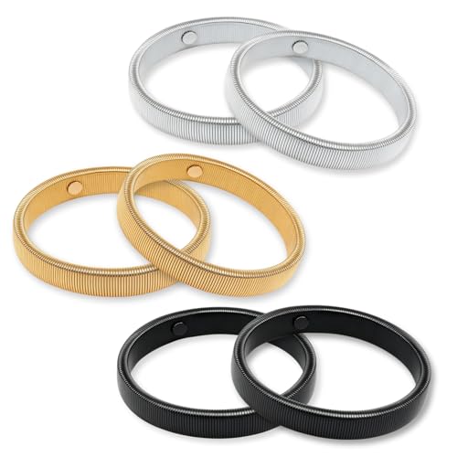 Daofen 3 Pairs Sleeve Garters Elastic Metal Sleeve Holders Anti Slip Sleeves Garters for Men and Women Clothing Accessories to Keeping Sleeves Cuffs Neat in Kitchen and Workplace (Silver Gold Black)