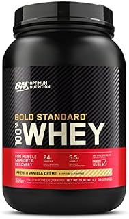 Optimum Nutrition Gold Standard 100% Whey Muscle Building and Recovery Protein Powder With Naturally Occurring Glutamine and BCAA Amino Acids, Delicious Strawberry Flavour, 30 Servings, 900 g