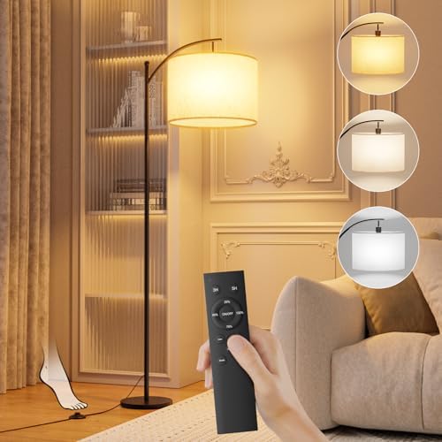 Lampada Da Comodino EDISHINE In Legno E Lino - Design Moderno Con Base In Rovere Chiaro E Paralume Bianco - Portalampada E27, Lampadina LED 2700K Inclusa - Altezza 34 Cm