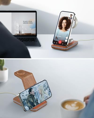 Image of JoyGeek 3 in 1 Charging Station for Apple Devices, Wireless Charger Stand for iPhone 17 /16 /15 /14 /13 /12 /11 /SE /X Pro Max Plus - Apple Watch 11 /10 /9 /Ultra 2 /8 /SE /7 /6 /5 - AirPods Pro 2 /3 /2