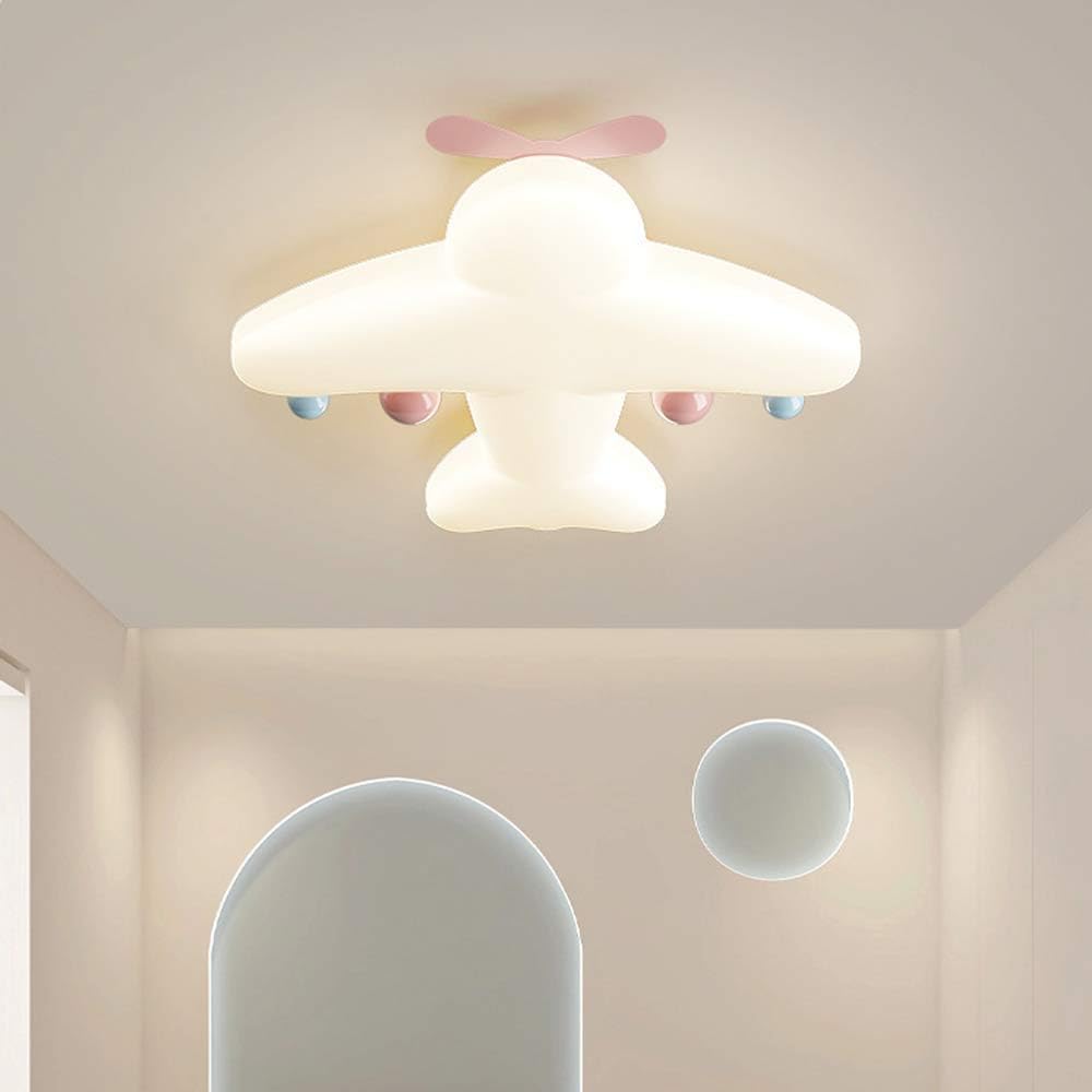 Acrylic Cartoon Airplane Ceiling Lamp Children's Room Creative Aircraft LED Flush Ceiling Light Stepless Dimming for Kindergarten Children Bedroom Kids Room Study Room, White