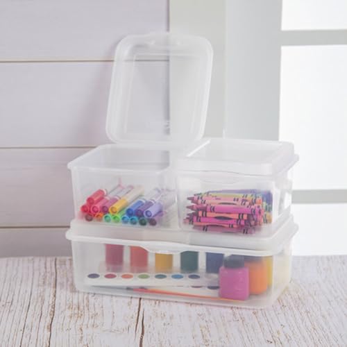 Image of Sterilite 18058606 Large Flip Top, Clear, 6-Pack