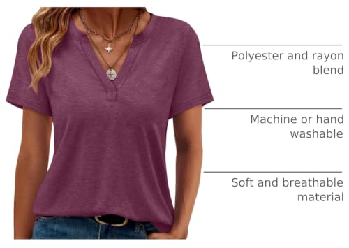 Image of WEESO Womens Tops Summer Short Sleeve V Neck Blouses Business Casual Loose Fit Tshirts Trendy Fashion Outfits
