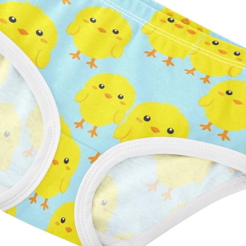 Joisal Cotton Girls Underwear Toddler Cute Yellow Chick Blue Panties for Girl Florals Underpants Briefs 2t4