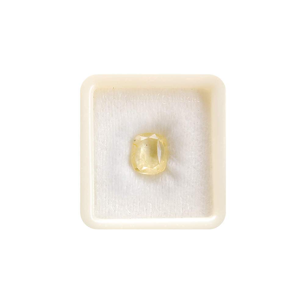 KirtiGemsKIRTI GEMS AAA++ Quality Yellow Sapphire Ceylon Mined Pukhraj Gemstone 8.25/7.42 Ratti Carat Certified Natural Gemstone
