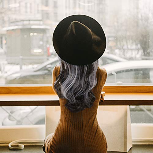 FRCOLOR Peruca Halloween Metade Preta Metade Branca Longa Ondulada Peruca Sintética Resistente Ao Ca