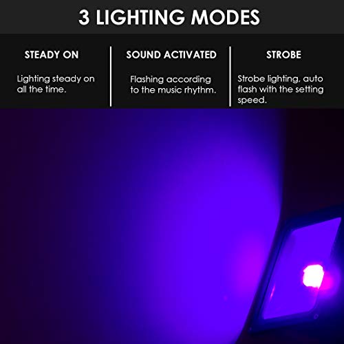 UV Black Light Party Light, 20W Sound Activated Black Lights for Parties,LED Strobe Blacklight Flood Light with Remote Control, Party Supplies for Halloween Birthday Dance Party
