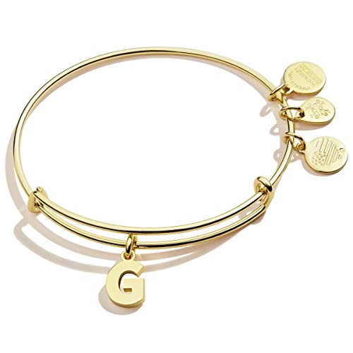 Image of Alex and Ani Expandable Bangle for Women, Initials A to Z Letter Charms, Shiny Finish, 2 to 3.5 in