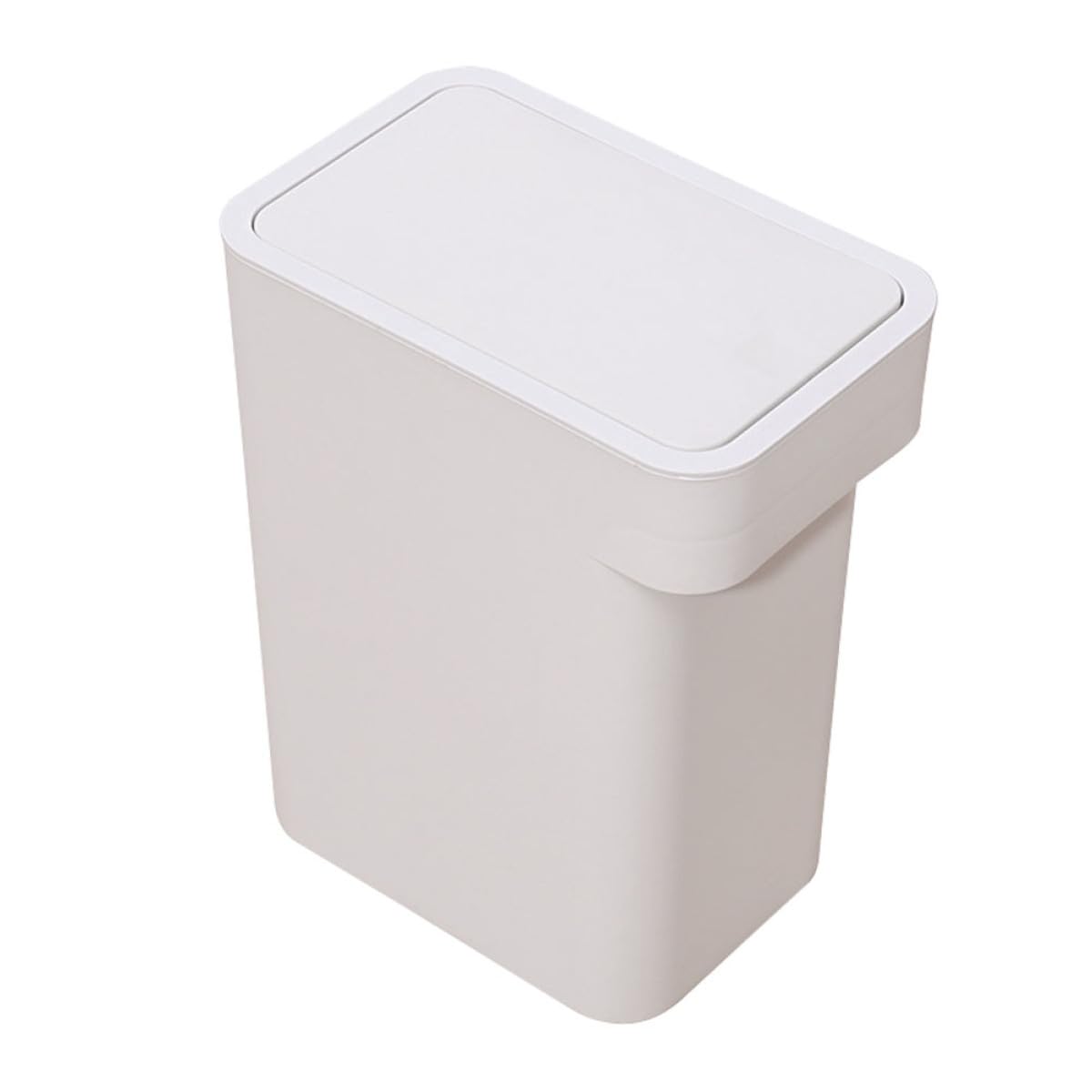 Cubo de Basura de Empuje Blanco para Cocina y Baño, Tapa a Presión, Compacto y Estable, Papelera Doméstica Multifuncional para Oficina y Hogar, Contenedor para Desechos Pequeño