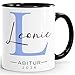 SpecialMe® Kaffee-Tasse Abitur 2026 Geschenk Abschluss personalisiert mit Name Monogramm Kaffeebecher Keramik Weiss-innen-schwarz standard