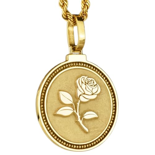 Pendentif rond 28 mm carte La Valette argent 925 plaqué or 45 cm