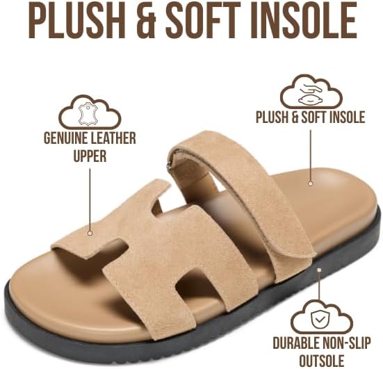 Project Cloud 100% Genuine Leather Sandals for Women Footwear - Stylish Womens Sandals with Plush & Soft Insole - Non-Slip and Water-Resistant Beach Sandals Slides for Women (Mayvy) - Image 2