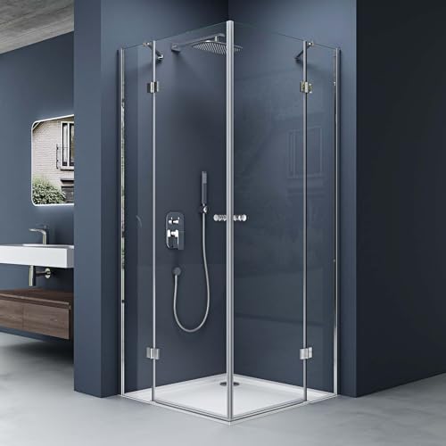 doporro - Cabina de ducha (80 x 120 cm), diseño de pared de ducha reversible y puerta giratoria con plato de ducha Ravenna1K