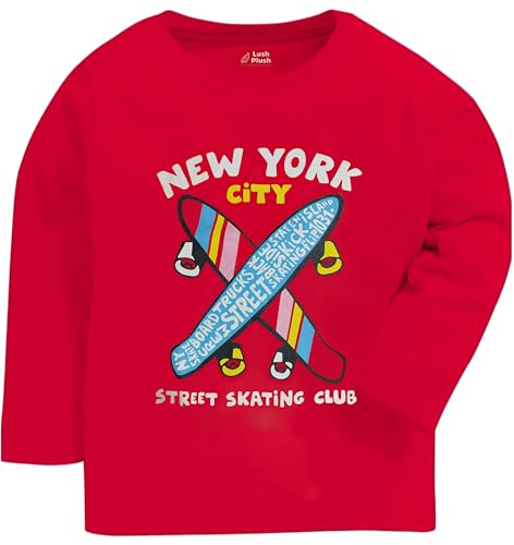 Image of Lush Plush Boys Cotton Full Sleeves Printed T-Shirt (Multicolor) Combo Pack
