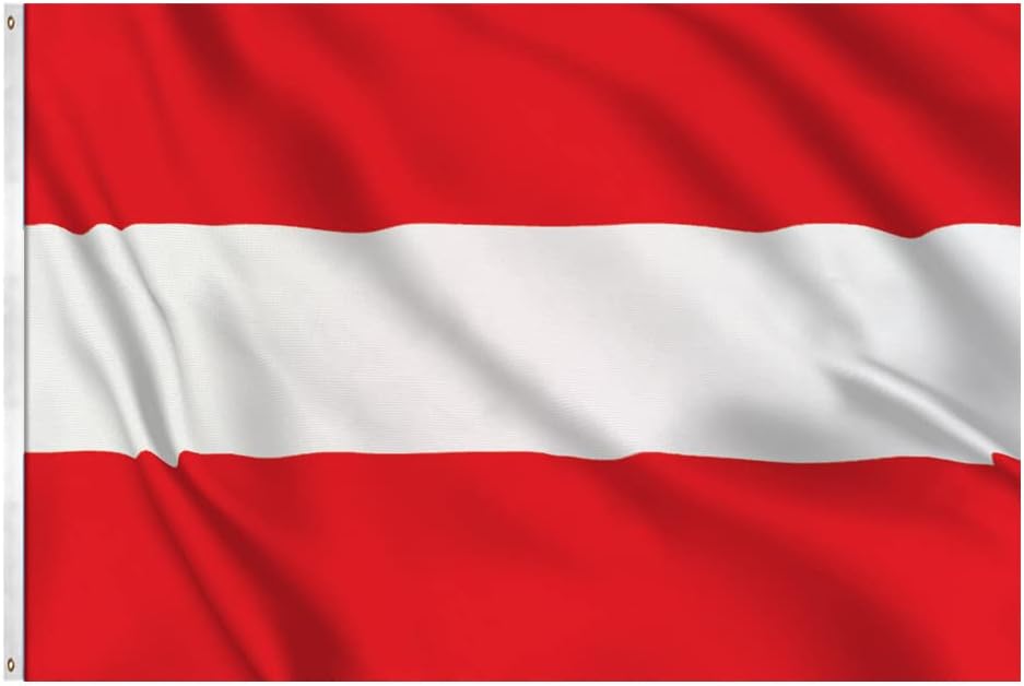 Austria Flag - 5x3Ft Durable National Flag with 2 Metal Eyelets for Indoor/Outdoor Use