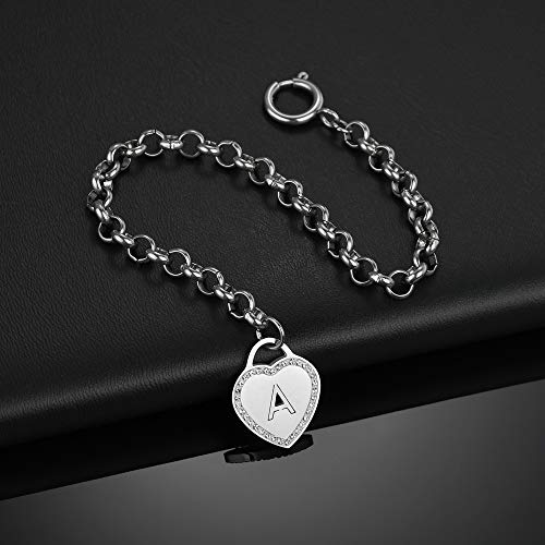 Image of CaleesLLC Letter A to Z Initial Charm Bracelet Adjustable Stainless Steel Anklet Personalized Wrist Link for Women