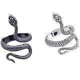 TengRiah Adjustable Punk Gothic Snake Ring for Men and Women Snake Stereoscopic Opening Vintage Ring -1