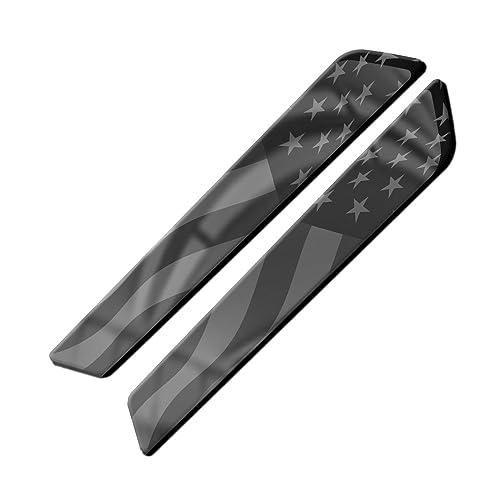 Insertos para alforjas Aftermarket para modelos Harley Davidson Touring 2014 y posteriores: Street Glide, Road Ultra Glide, Road King. Vendidos en pares. Diseño de bandera estadounidense gris y negro. Hecho en EE.UU. miniatura 1