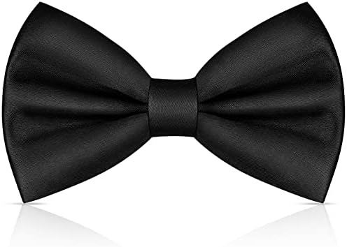 URAQT Men Pre-Tied Solid Satin Bow Tie, Adjustable Formal Bowtie