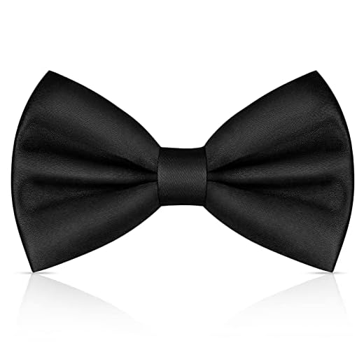 URAQT Fliege Herren, Klassische Einfarbig Fliegen für Männer, Schmale Smoking Fliege Schleife mit Haken, Einstellbar Bow Tie für Hochzeit Party(Schwarz)
