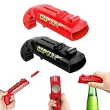 Diseño creativo: el abridor de botellas con pistola de tapa no solo puede abrir su botella con un mínimo esfuerzo, sino que también puede usarse como un lanzador de tapas para impresionar a sus amigos y espectadores. El abridor de botellas de cerveza puede disparar la tapa a más de 5 metros.