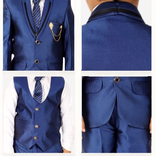 Image of Pro-Ethic Style Developer Boy's 5 Piece Suit Set | Coat, Pant, Tie & Shirt | Cotton Checked Pattern