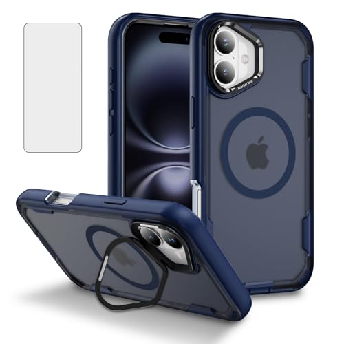 Coque iPhone 16 Asuwish anti-rayures, étui bleu HY3FCXZJ avec prise en main sécurisée