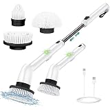 LyriFine Electric Spin Scrubber, 2023 New Electric Bathroom Scrubber, Dual Speed, USB-C Charging, IPX7 Waterproof, Power Shower Scrubber with Retractable Handle & 3 Brush Head for Bathtub Tile Floor