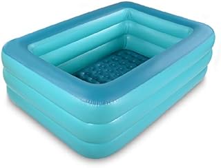 Inflatable Paddling pool, 208cm Giant Inflatable Deep Pool, Family Rectangle Swimming Pool with Inflatable Soft Floor for Backyard, Garden, Indoor (Green)