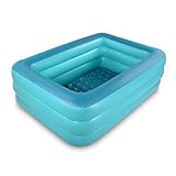 Amazon Brand - Umi Planschbecken groß, 208 cm aufblasbarer Pool, kinderpool, Family Schwimmbecken mit aufblasbarem weichem Boden für Hinterhof, Garten, Balkon(Grün)
