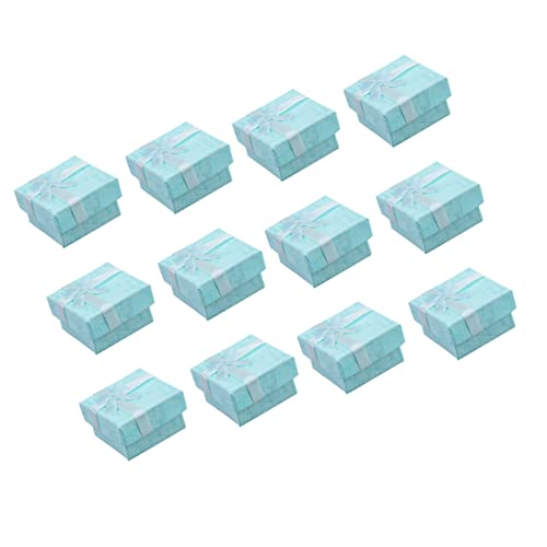 COLLBATH Joyero Caja De Almacenamiento Lazo, Acrílico, 4x4 Cm, Color Azul, Set De 12 Unidades, Estuche Para Anillos y Pulseras, Adecuado Para Regalos y Organización