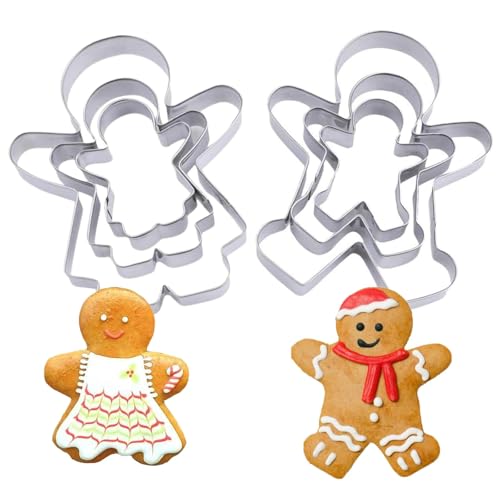 6 Pcs Gingerbread Man Cutters Gingerbread Cutter Ginger Bread Man Cake Cutter Gingerbread Man Cutter Fondant Biscuit Mold for DIY Chirstmas Day Holiday Party Decorations