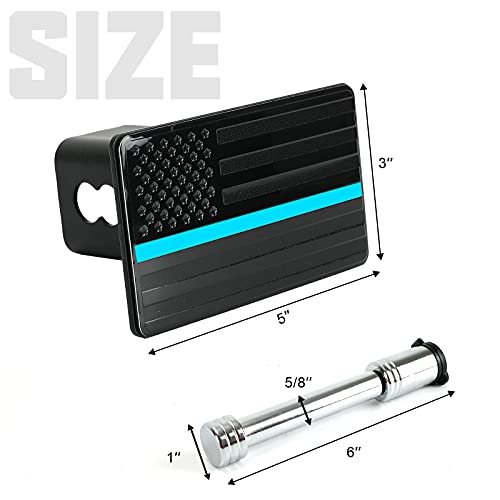 Winunite Trailer Hitch Cover With Locking Pin For 2" Inch Tow Rear Receivers Plug Cover Metal Guard For Cars Trucks Suv Black With Thin Blue Line #TOP2