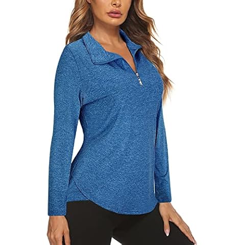 Gemulate Women's V Neck Zipper Workout Top Cover