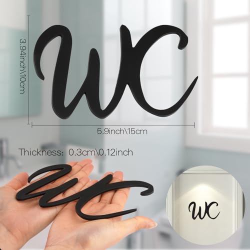 WC Schild, WC Türschild Selbstklebend, WC Aufkleber 15 * 10 cm, WC Schild Selbstklebend WC Aufkleber Tür, WC Deko für Toilettentür (Schwarz)